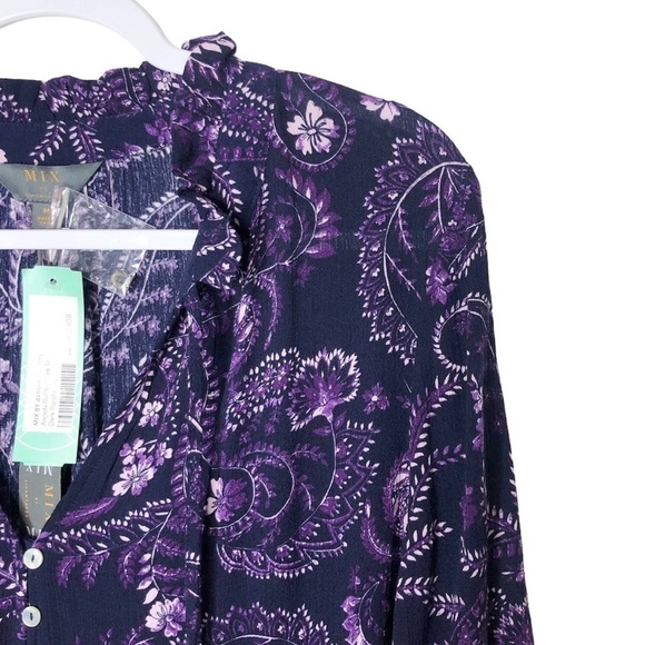 MIX By 41 Hawthorn Angola Ruffle Neck Top Purple - Picture 4 of 13
